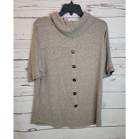 Parallel Skies Heathered Gray Cowl Neck Preppy Pullover Sweater Women's Size XL - Picture 2 of 7